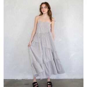 Things Between Luna Dress in Taupe Gingham - size medium
